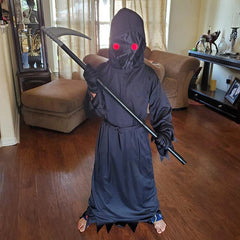 Scary Grim Reaper Costume Scythe LED Glasses Cosplay Anime Masquerade Halloween Costume