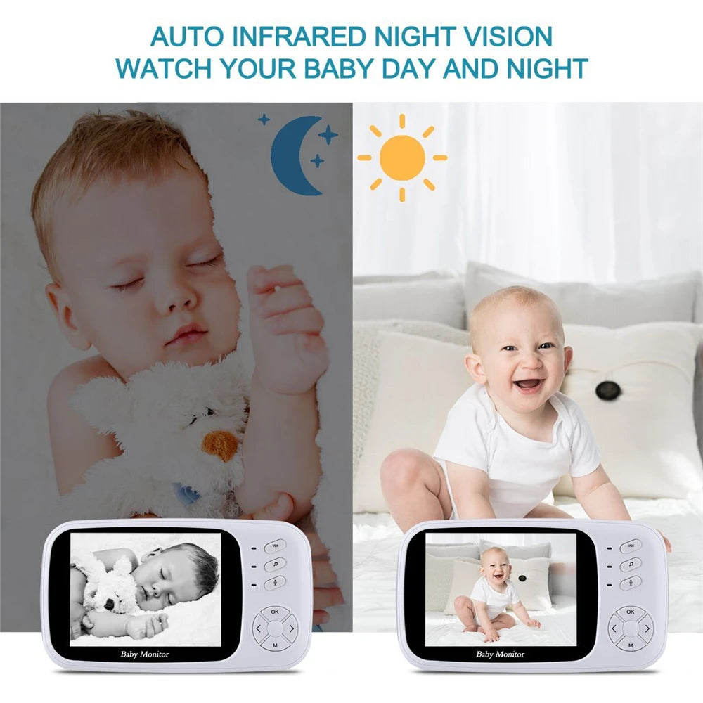 Baby Monitor Video Camera Audio 3.5 inch LCD Screen Child Nanny Security with Night Vision 2 Way Talk VOX Mode