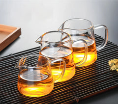 Heat-resisting clear glass tea pot fair cup cha hai,handmade tea cups