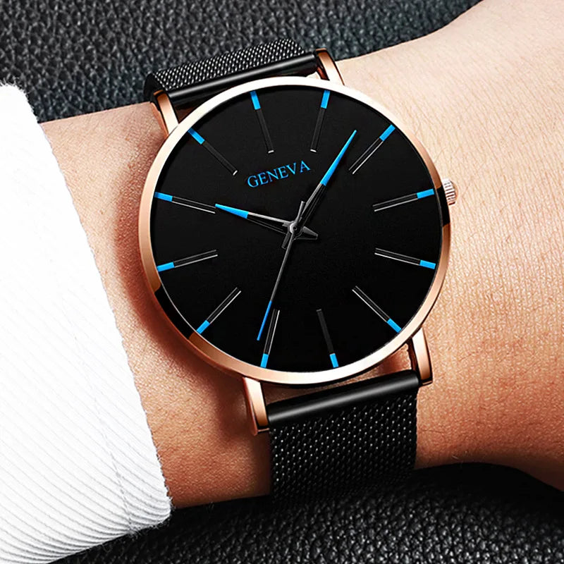 Men Watches Luxury Male Elegant Ultra Thin Watch Men Business Stainless Steel Mesh Quartz Watch