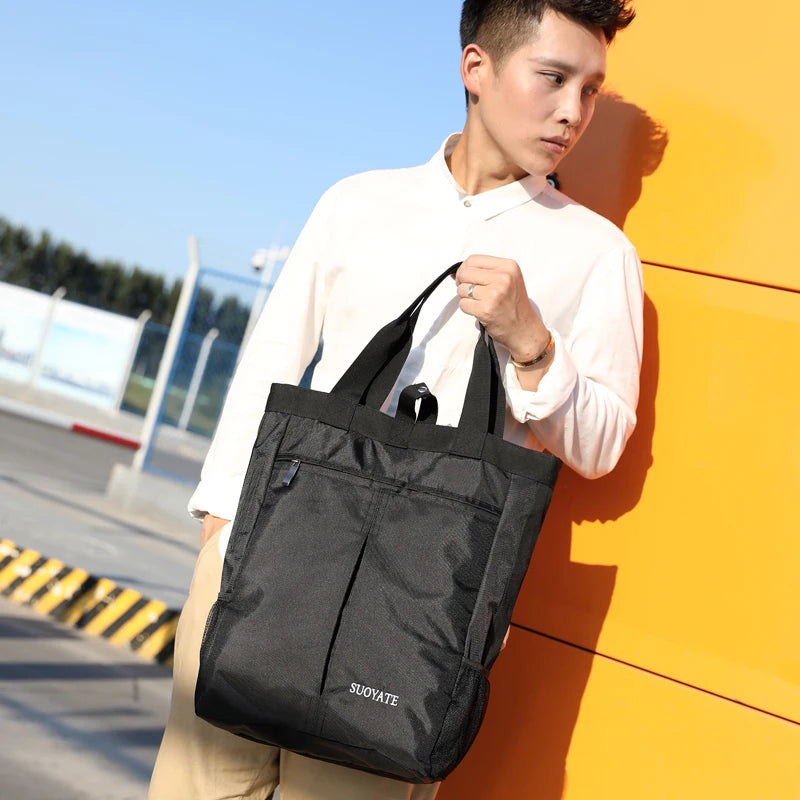 Waterproof Nylon Men's Handbag Large Capacity Lightweight Man Shoulder Bag Stylish Casual High Quality Black bolso hombre