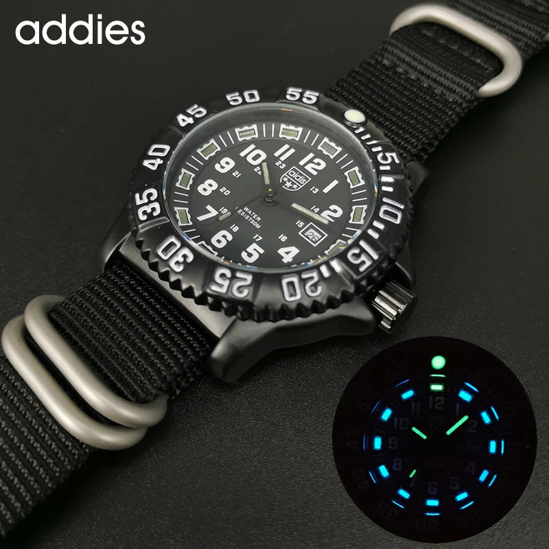 Men's Sports Watch Military Luxury Rotating Bezel Luminous Watch NATO Nylon Strap 50m Waterproof Quartz Dive Watch