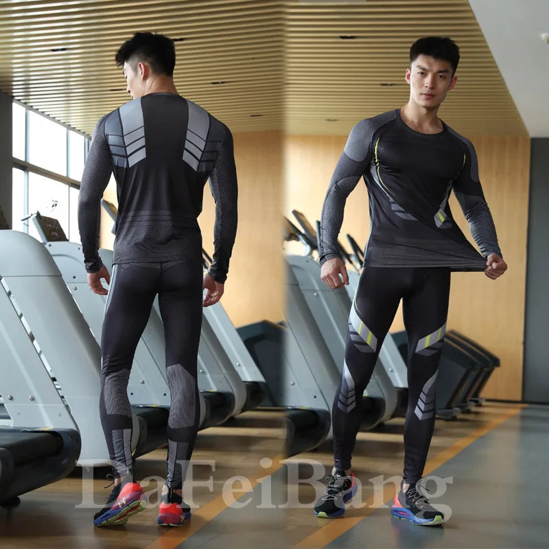 Men's Workout Sports Suit Gym Fitness Compression Clothes Running Jogging Sport Wear