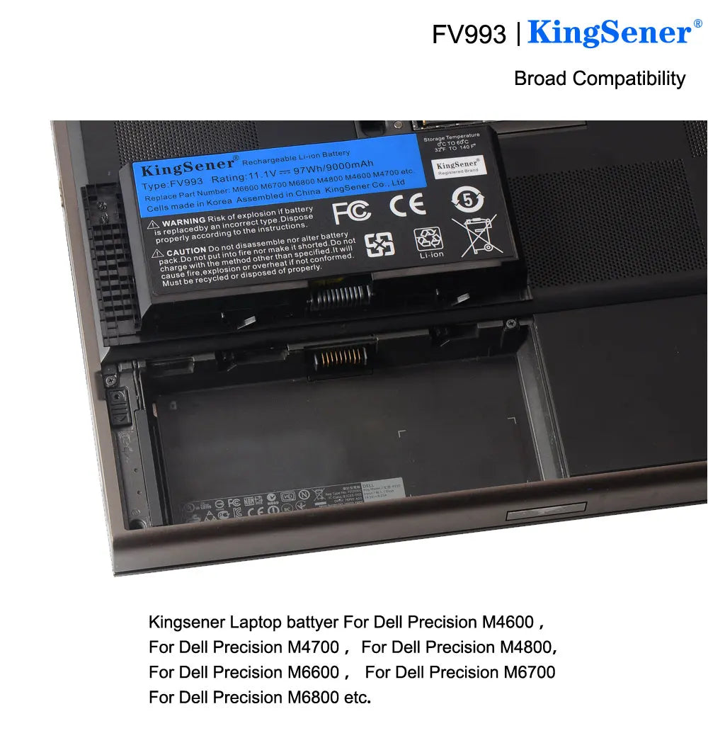 KingSener 9000mAh FV993 Laptop Battery For DELL Precision