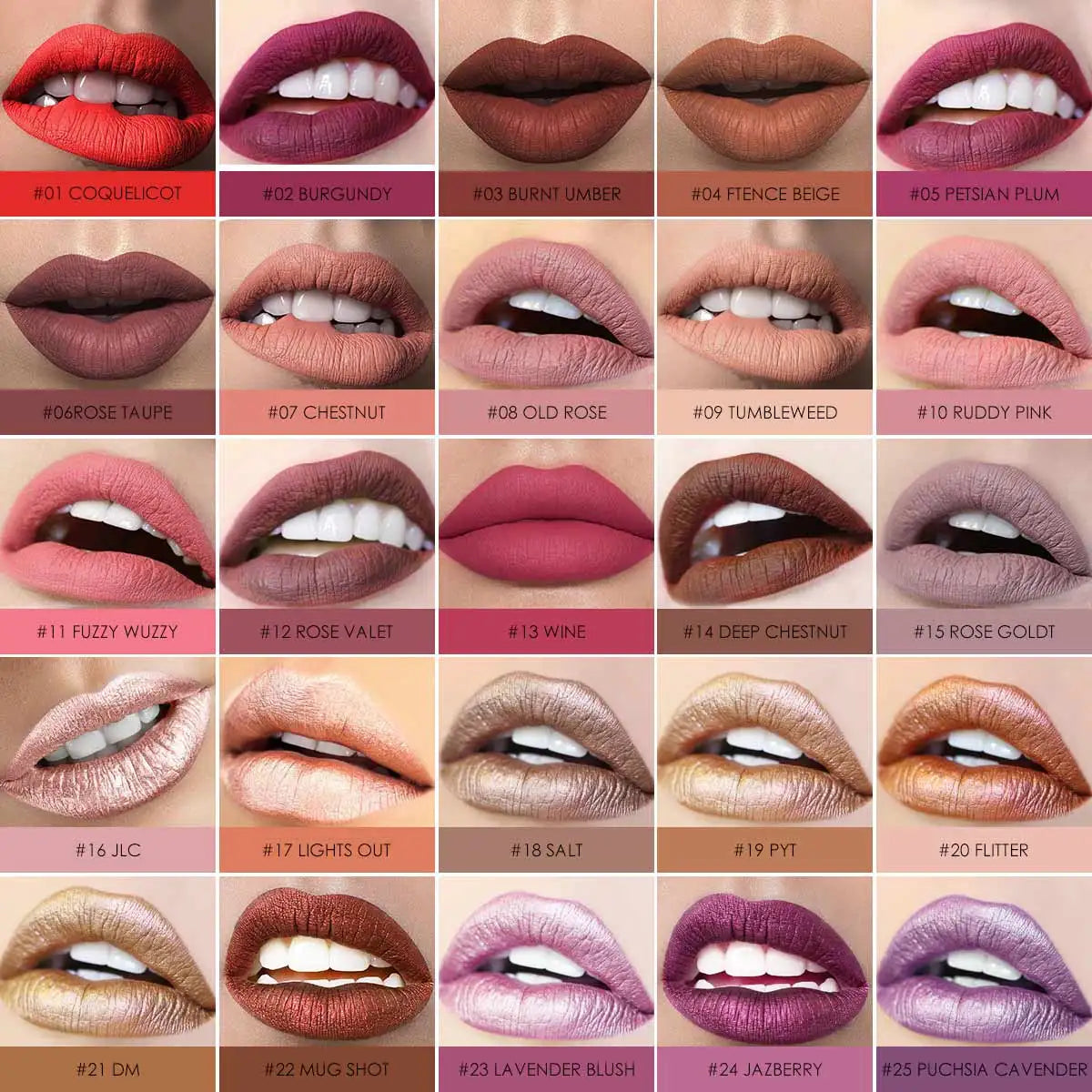 Matte Liquid Lipstick Long-lasting Waterproof Lip Gloss 10 Colors Lip Glaze Non-Stick