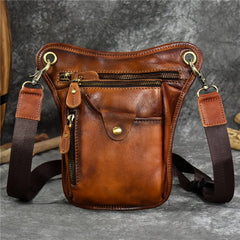 High Quality Men's Genuine Leather Waist Big leg bag motorcycle Shoulder bag Crossbody Bag Pack for Hips Legs Bag for men