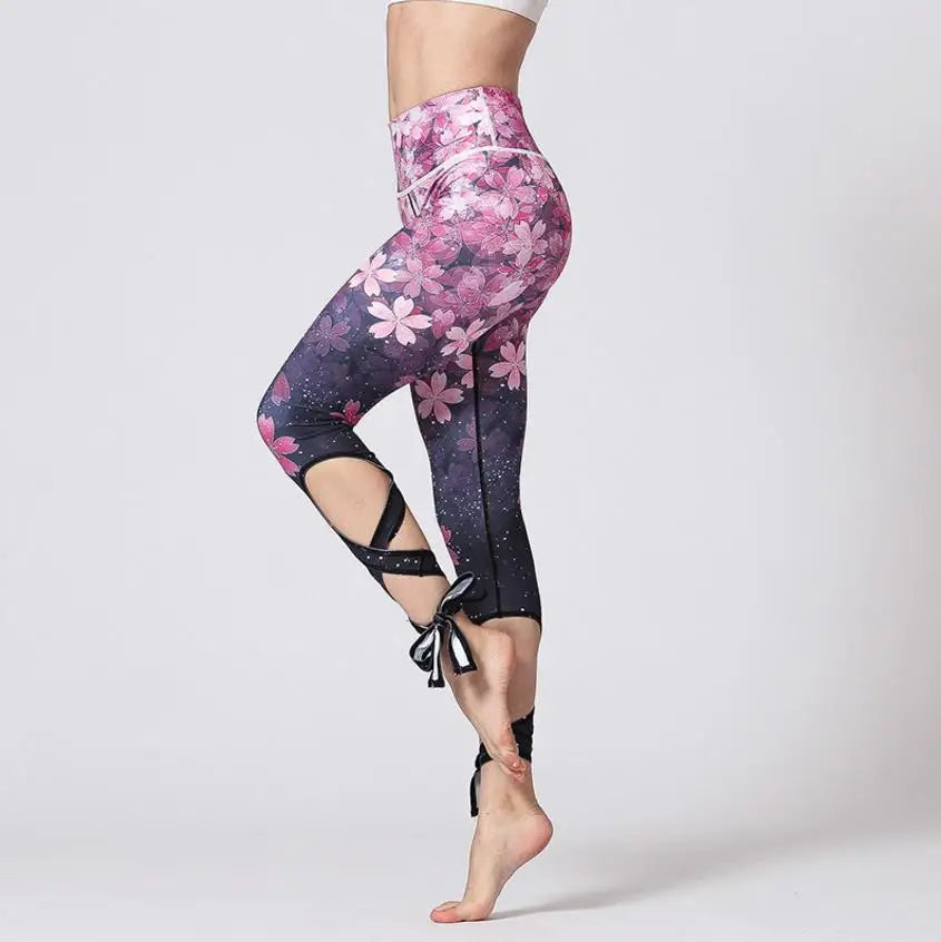 Cloud Hide Yoga Pants Women Flower Sports Leggings Sexy High Waist Sexy Long Tights Fitness Running Trouser Workout Plus Size XL