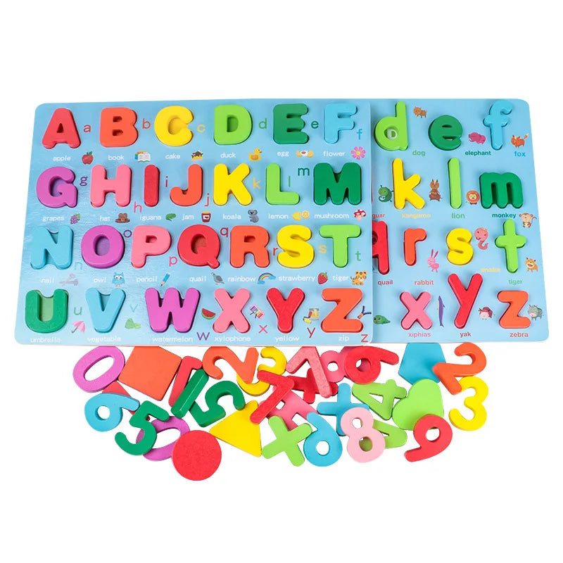 Kids 3D Wooden Puzzle Toys Colorful Number Letter