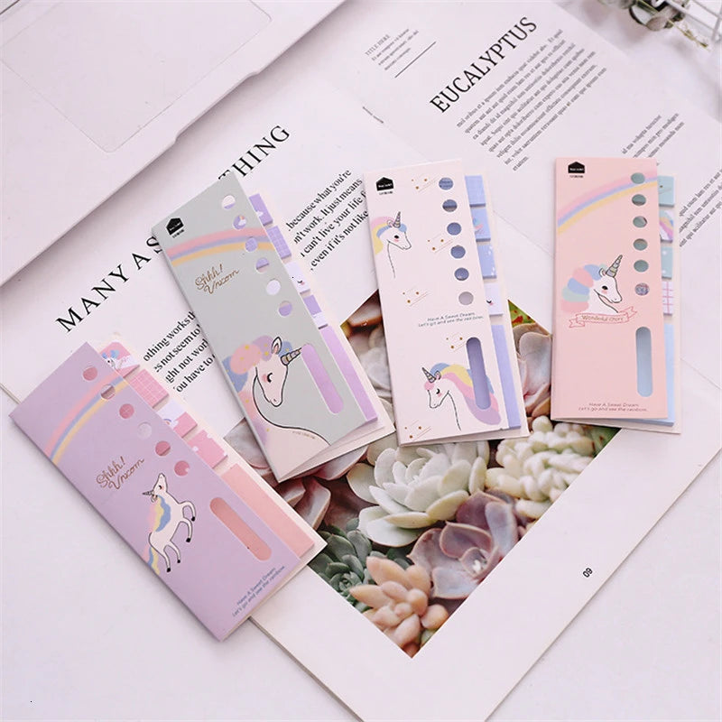 Memo Pad Kawaii Unicorn Sticky Notes Cute Adhesive Notepad