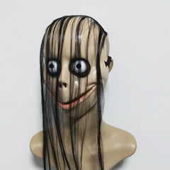 New Halloween Horror With Long Hair MO MO Mask Funny Mask V-shaped Mouth Mask With Hair Female Ghost Mask