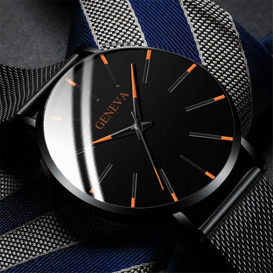 Men Watches Luxury Male Elegant Ultra Thin Watch Men Business Stainless Steel Mesh Quartz Watch