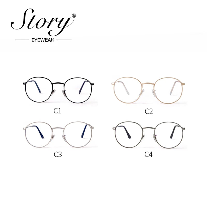 Story retro round blue light blocking glasses women