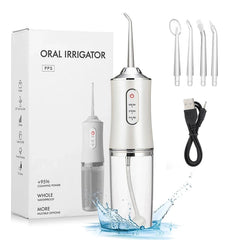 Oral Irrigator +4 Jets 3 Mode USB Rechargeable Water Flosser Portable Dental Water Jet Waterproof Irrigator Dental Teeth Cleaner