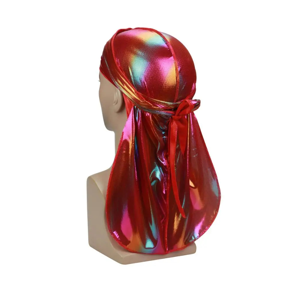 Fashion Men Colorful Durag Wave Caps Men's Sparkly Silky Durags