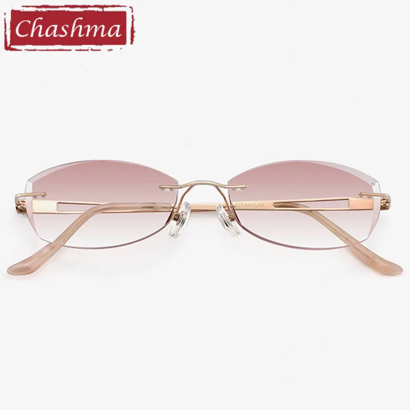 Chashma Rimless Spectacles Pure Titanium Fashion Eye Glasses Diamond Trimmed Spectacle Frames Women Sunglasses Tint Lens