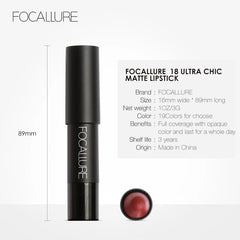 Focallure Matte Lipstick 19 Colors Waterproof Matte Lipsticks Soft Texture Lip Stick