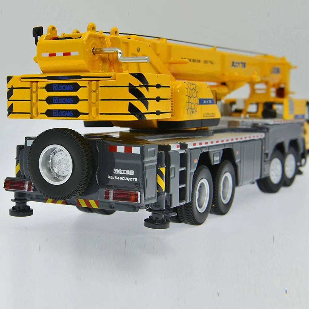 Tons Truck Crane Model Replica  Metal Toys Gifts Yellow 2 Cabs Open Hoist