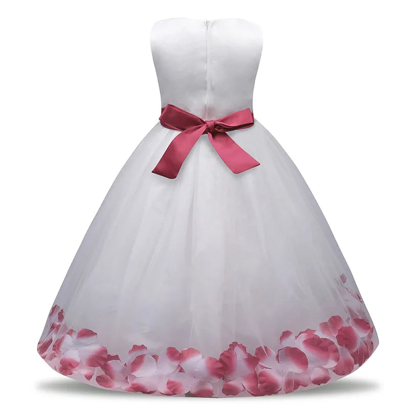 Formal Girls White Dress Princess Tutu Formal Dresses Birthday Ball Gown Evening Flower Toddler Girl Party Clothes