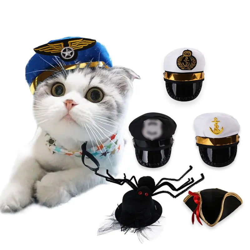 Pet Cat Dog Cap Funny Halloween Pet Product For Photography Cosplay Police Hat