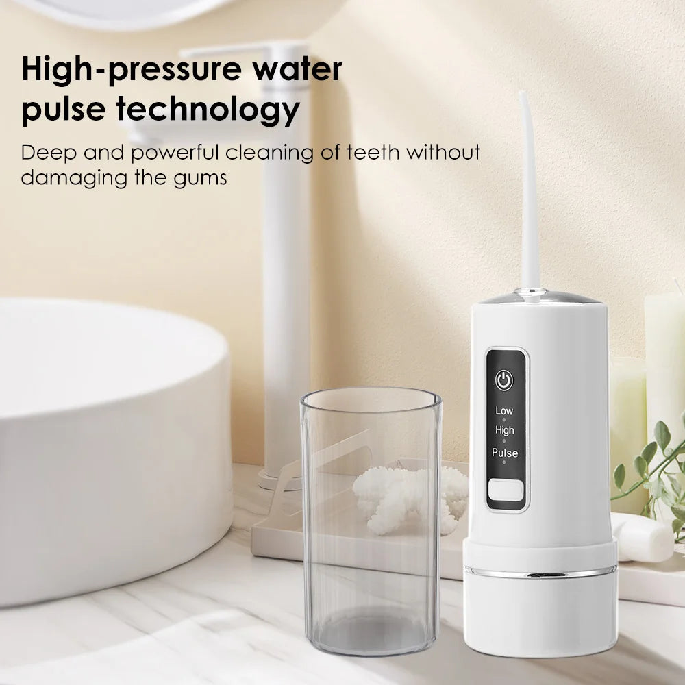 Oral Irrigator +4 Jets 3 Mode USB Rechargeable Water Flosser Portable Dental Water Jet