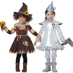 Girl Boy Scarecrow Tin Man Costume Magic Castle Wizard Witch Fairy Tale Book Week Cosplay Fancy Party Dress Halloween
