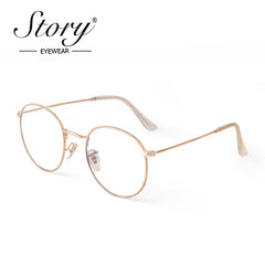 Story retro round blue light blocking glasses women