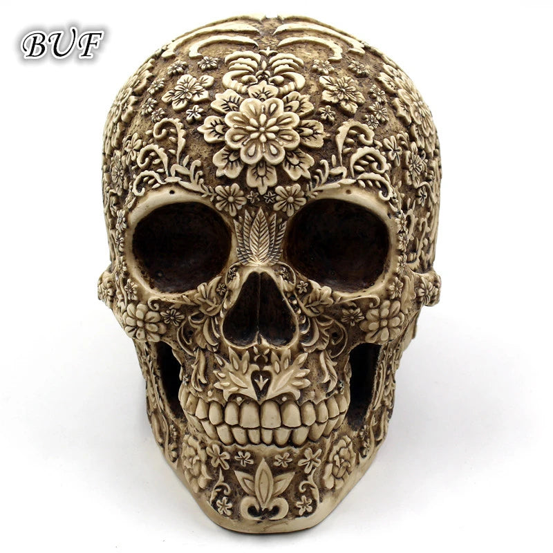 Retro Skull Decor Home Decoration Ornaments Creative Art Carving  Sculptures Skull Model Halloween Gifts