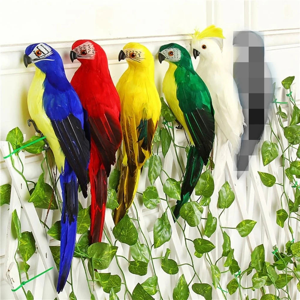 25/35cm Handmade Simulation Parrot Creative Feather Lawn Figurine Ornament