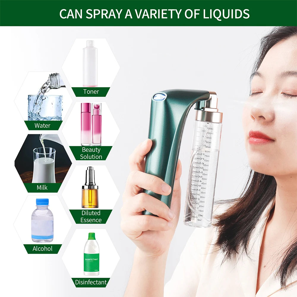 High Pressure Nano Spray Face Sreamer Facial Water Oxygen Injection Instrument Airbrush