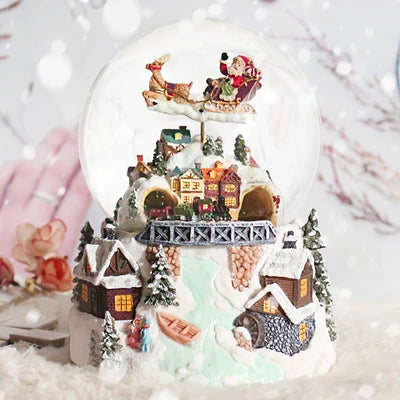 Christmas Music Box Kids Birthday Gift Snowflake Crystal Ball Music Box