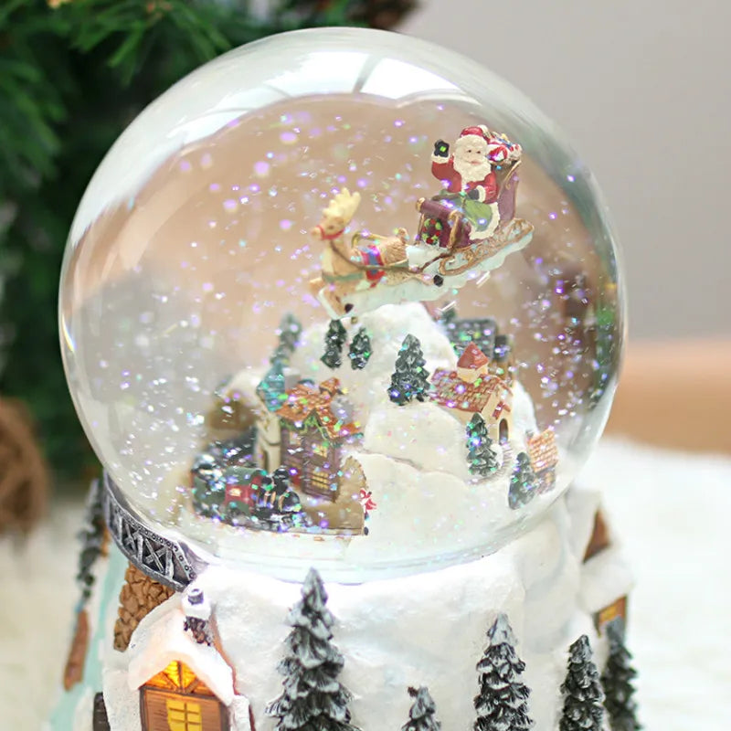 Christmas Music Box Kids Birthday Gift Snowflake Crystal Ball Music Box