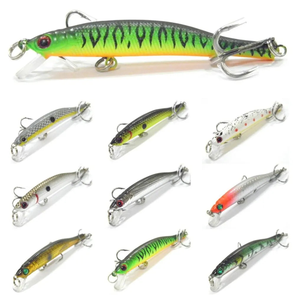 Slim Minnow Lure Very Tight Wobble Slow Sinking 2 #6 Treble Hooks Epoxy Coating Fishing Lure