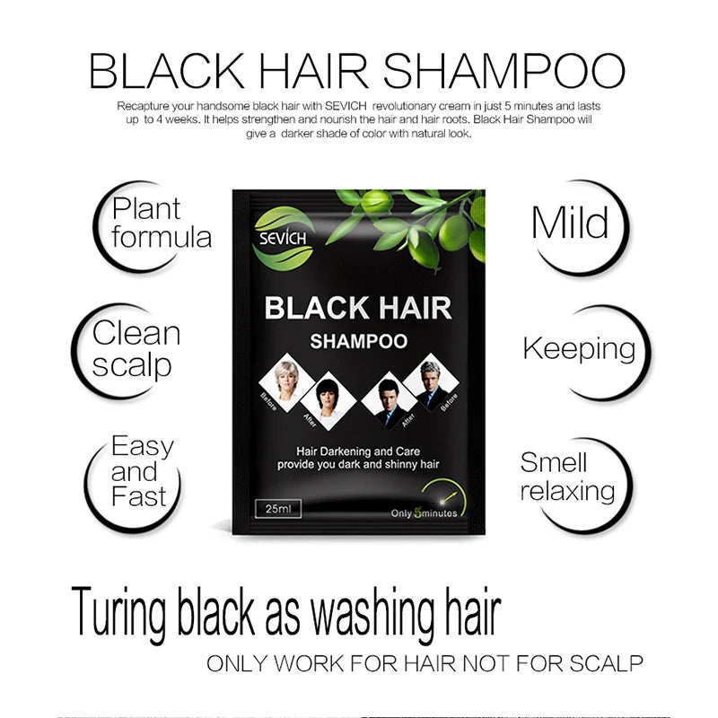 Sevich 10 pcs/lot Black Hair Shampoo 5 Minutes Faster Dye Hair