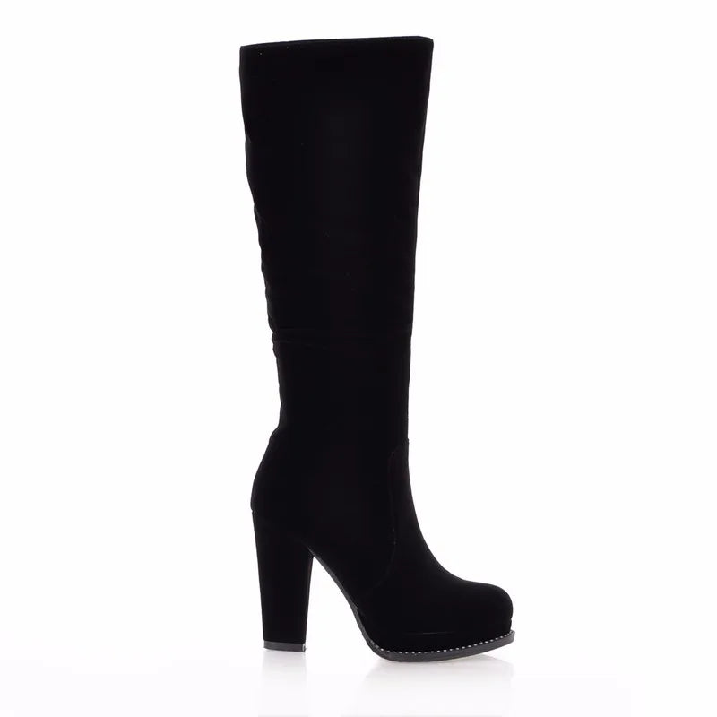 Women's Winter High Boots Fashion Flock Knight Knee High Boot Women