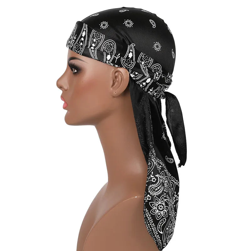 Hair Accessories Silky Durag Bandanas Insect Print Hats For Women Men