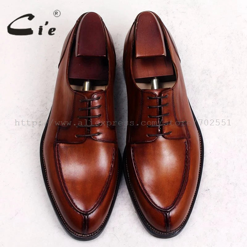 Bespoke Custom Handmade Genuine Calf Leather Outsole Breathable Lacing Men's Derby shoe Brown