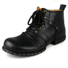 Rivet Spring Boots With Fur Genuine Cow Leather Men's Fashion Shoes