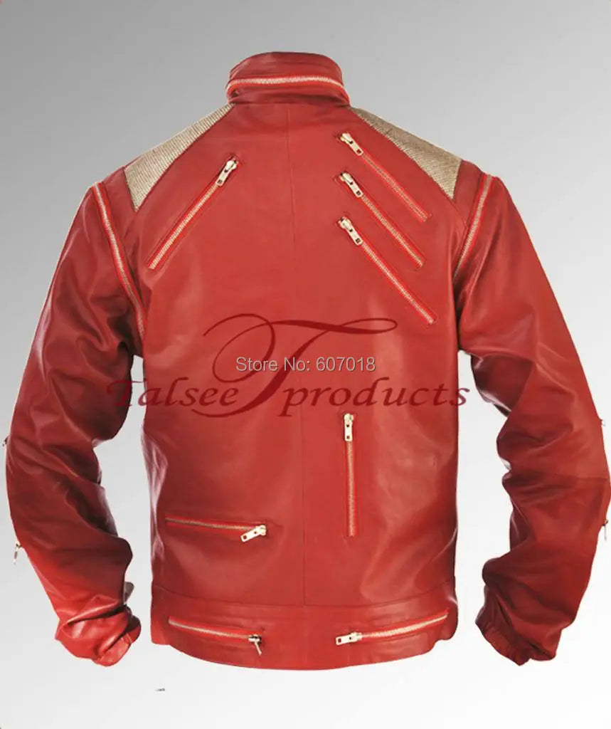 Red Zipper Leather Jacket