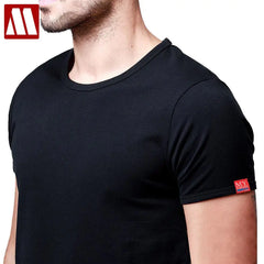 Pure Color Round Neck Short Sleeves Tshirt Spandex Cotton Male Casual Summer T Shirt