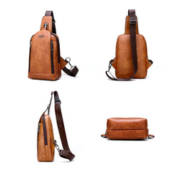 Travel Hiking Messenger Shoulder Bags Men's Large Capacity Sling Crossbody Bag Solid Men Leather Bag