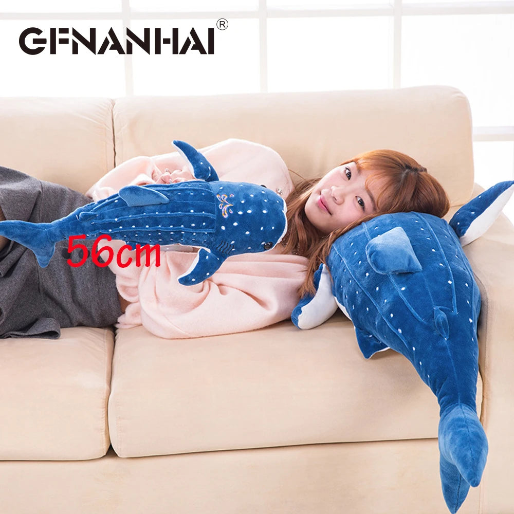 cartoon simulation blue shark plush toy stuffed soft creative animal whale dolls cushion for children birthday gif