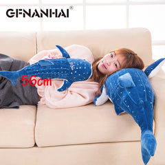 cartoon simulation blue shark plush toy stuffed soft creative animal whale dolls cushion for children birthday gif