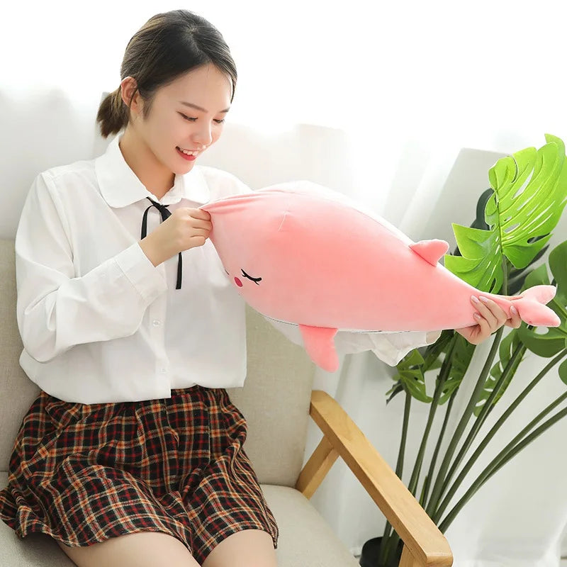 Kawaii Soft Whale Plush Toy Cartoon Animal Fish Stuffed Doll Sleeping Pillow Cushion