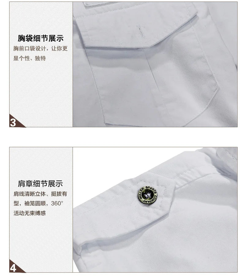 Double Pocket Military Shirts Cotton