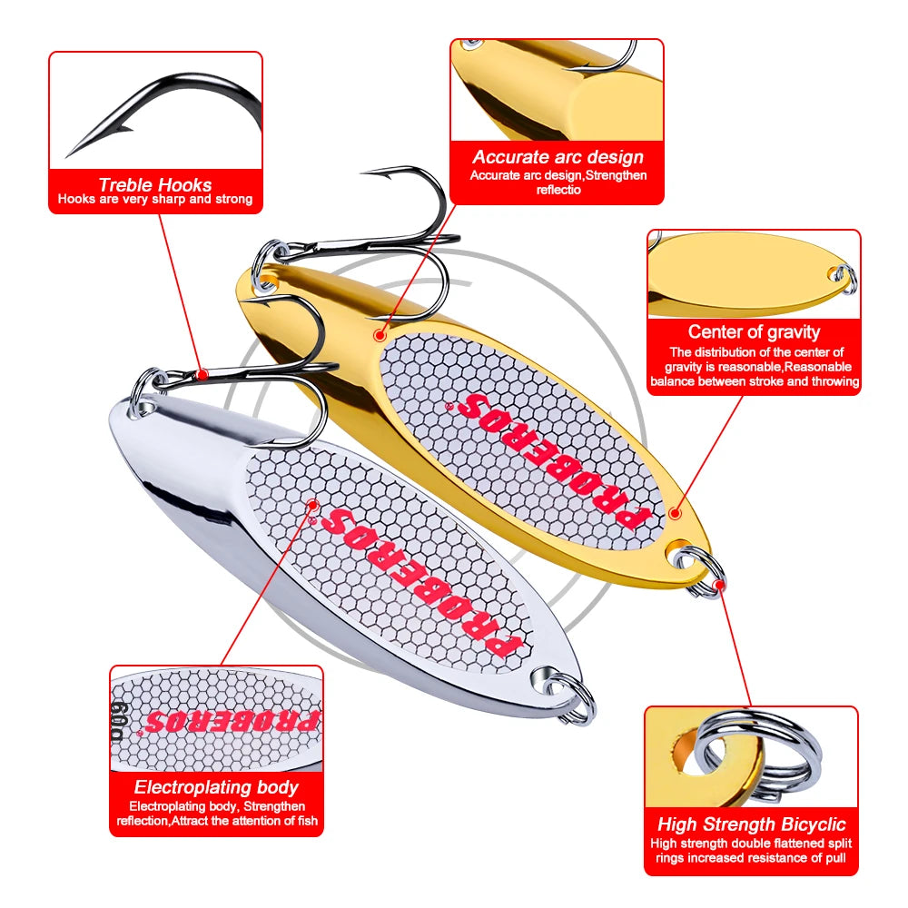 Top Metal Spoon Lure 3g-40g Metal Bass Baits Silver Spoon Fishing Lure 8#-2# Hook