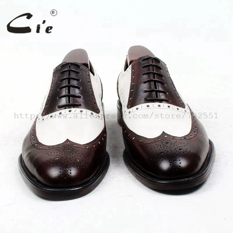 brown white bespoke men shoe custom handmade 100%genuine calf leather