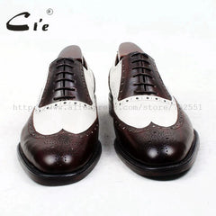 brown white bespoke men shoe custom handmade 100%genuine calf leather