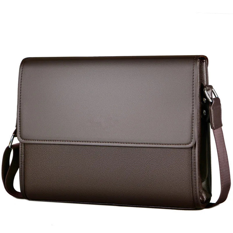 Fashion Black Briefcase Men's Messenger bag Soft PU Leather Shoulder bag