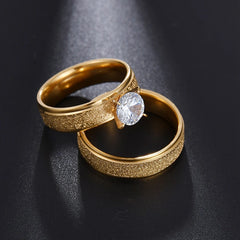 Rings for Couples Gold Color Titanium Stainless Steel Romantic Ring
