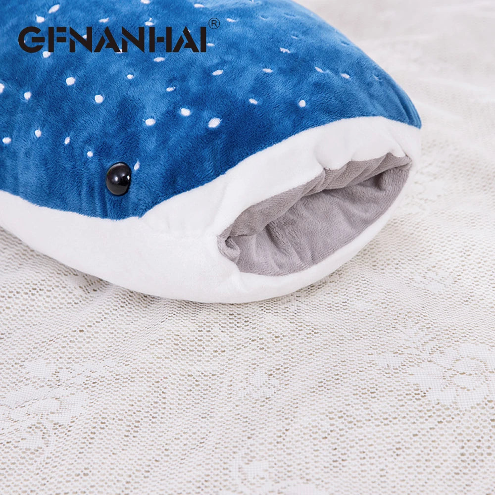 cartoon simulation blue shark plush toy stuffed soft creative animal whale dolls cushion for children birthday gif